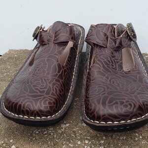 Alegria 532 Brown Leather Lining Open Back Slip On Comfortable Shoes 39